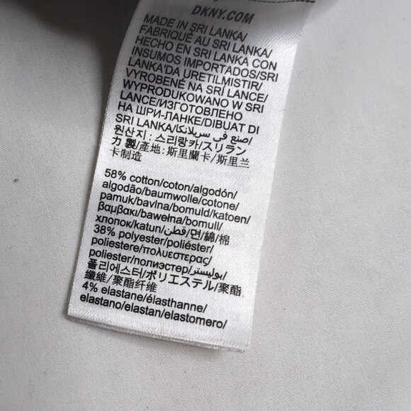 DKNY Men's Light Grey Snap Button Polo Navy Stripe Embroidery Spellout, Size Med - Picture 7 of 9